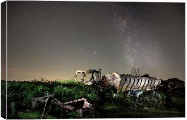 Earth mover and the Milky Way Canvas Print by Warren Evans