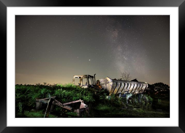 Earth mover and the Milky Way Framed Mounted Print by Warren Evans