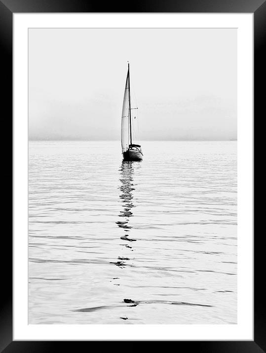 sailboat on calm waters Framed Mounted Print by Luisa Vallon Fumi