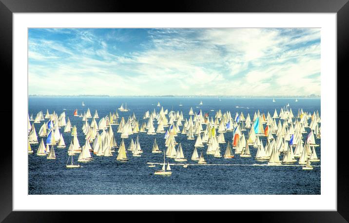 Regatta, white sails in the wind Framed Mounted Print by Luisa Vallon Fumi
