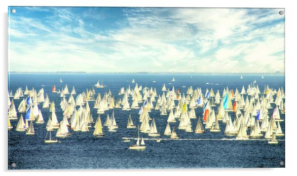 Regatta, white sails in the wind Acrylic by Luisa Vallon Fumi
