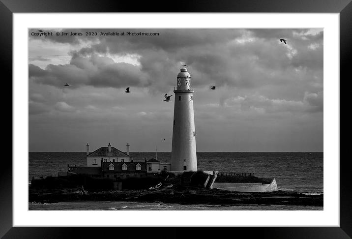 Seagulls over St Mary's. Framed Mounted Print by Jim Jones
