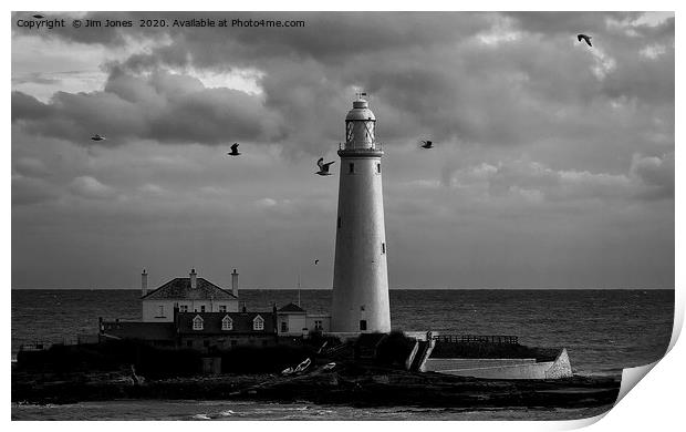 Seagulls over St Mary's. Print by Jim Jones