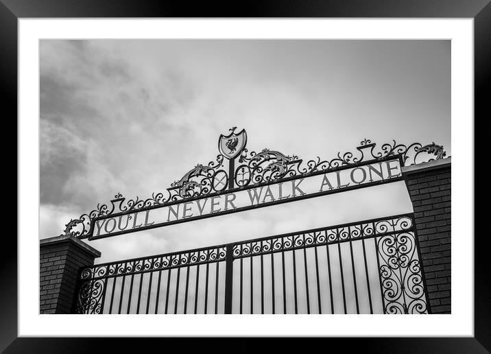 Looking up at the Shankly Gates Framed Mounted Print by Jason Wells