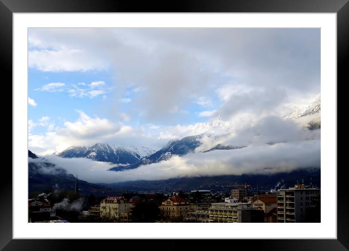 Dramatic sky over the city of Merano, South Tirol, Framed Mounted Print by Alfred S. Sikula