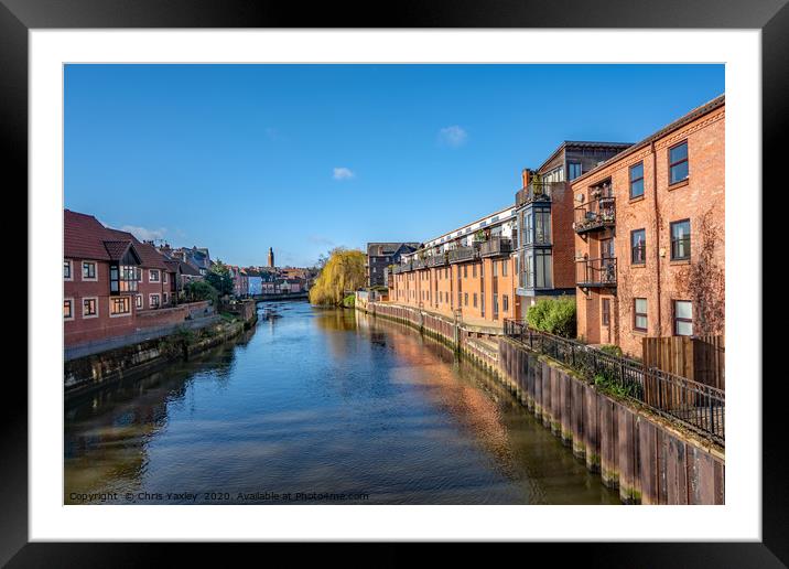 Waterside apartments  along the River Wensum Framed Mounted Print by Chris Yaxley