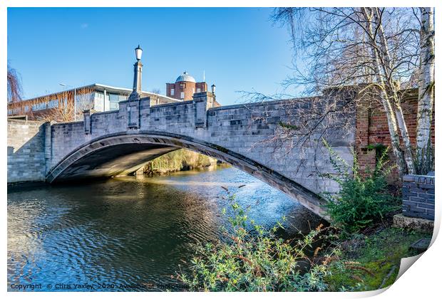 White Friar’s Bridge over the River Wensum Print by Chris Yaxley