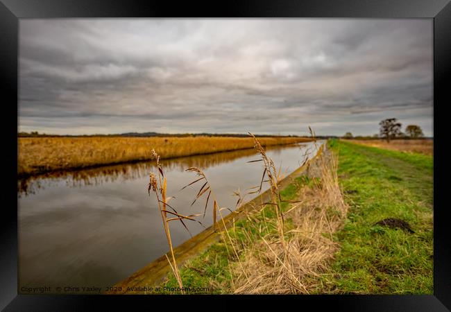 Norfolk waterway on a cloudy day Framed Print by Chris Yaxley