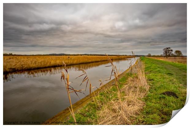 Norfolk waterway on a cloudy day Print by Chris Yaxley
