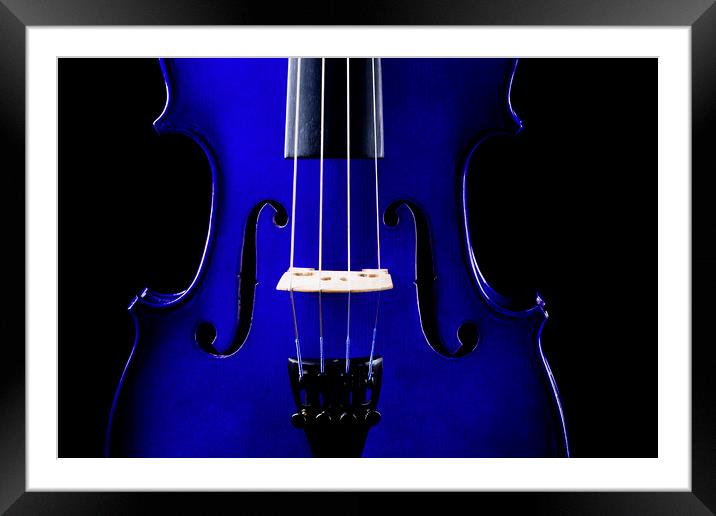 Blue Violin Closeup Framed Mounted Print by Maggie McCall