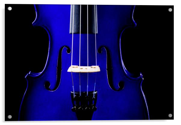 Blue Violin Closeup Acrylic by Maggie McCall