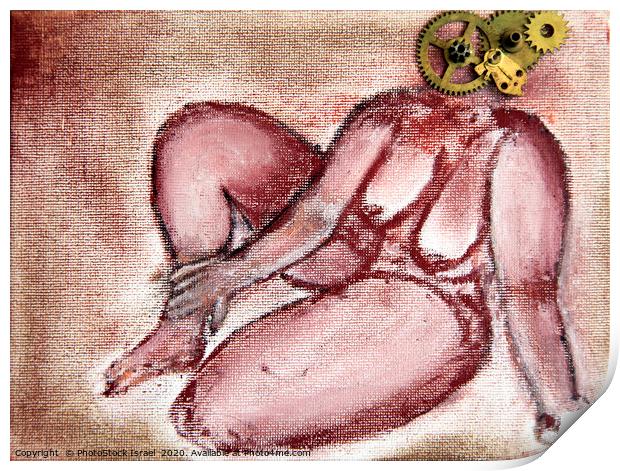 nude woman clockwork Print by PhotoStock Israel