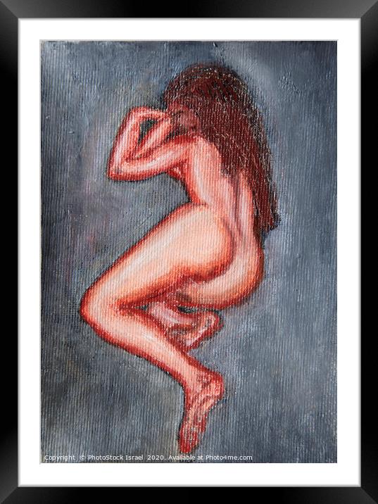 painting of a nude woman lying on her side  Framed Mounted Print by PhotoStock Israel