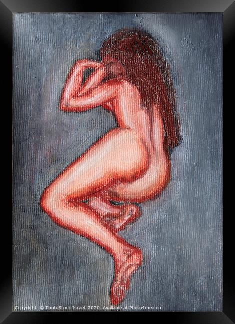 painting of a nude woman lying on her side  Framed Print by PhotoStock Israel