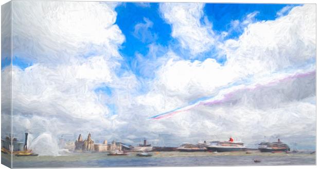 Red Arrows flypast - Cunard 175 Canvas Print by Jason Wells
