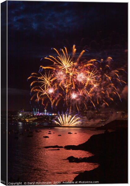 Starbursts at the British Fireworks Championships  Canvas Print by Daryl Peter Hutchinson