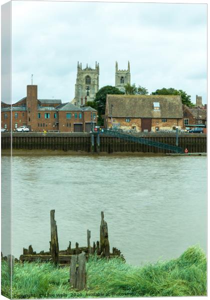 View of Kings Lynn from over the River Great Ouse. Canvas Print by Clive Wells