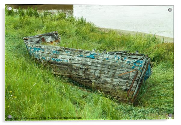 Old wrecked rowing boat at King`s Lynn in Norfolk Acrylic by Clive Wells