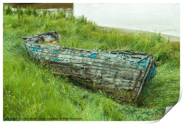 Old wrecked rowing boat at King`s Lynn in Norfolk Print by Clive Wells