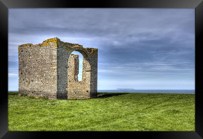 Hartland Ruin and Lundy Framed Print by Mike Gorton