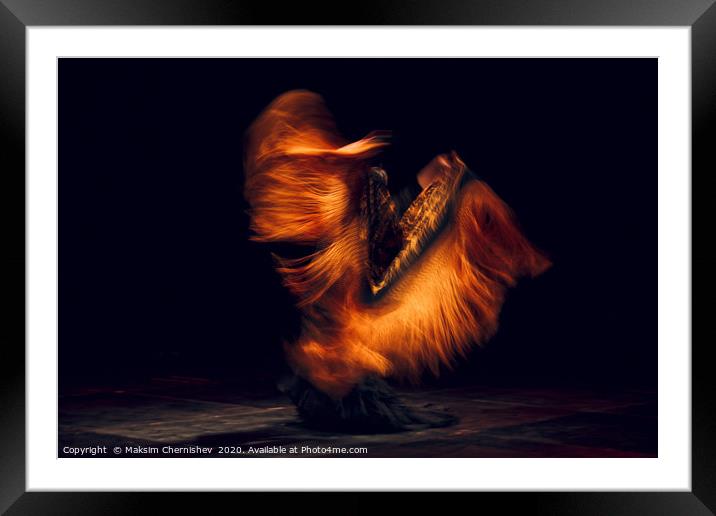 Flamenco dancer in traditional costume with shawl  Framed Mounted Print by Maksim Chernishev
