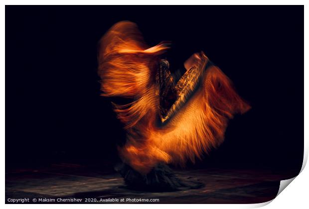 Flamenco dancer in traditional costume with shawl  Print by Maksim Chernishev