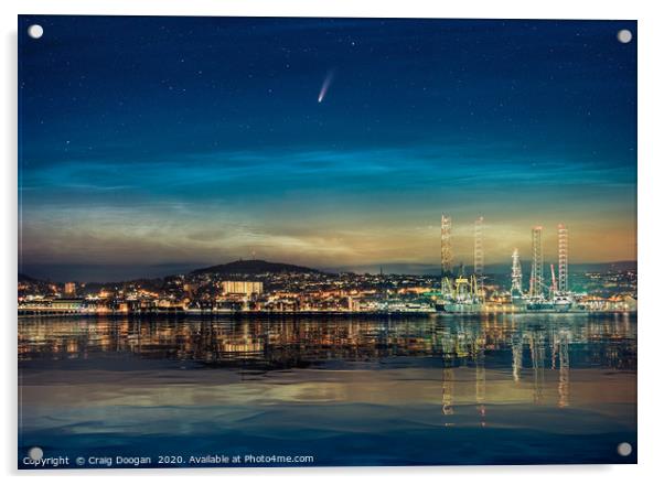 Comet Neowise over Dundee City  Acrylic by Craig Doogan