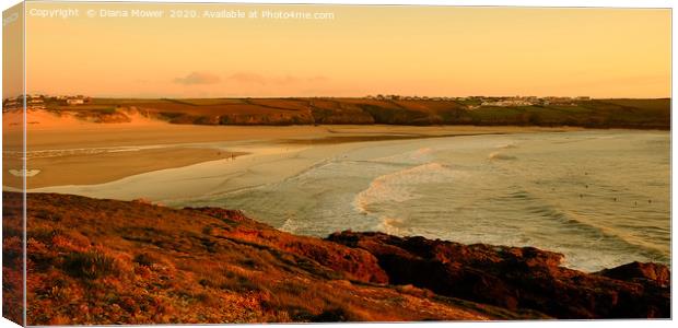 Crantock beach at Sunset Canvas Print by Diana Mower