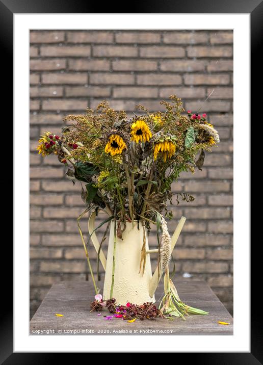 bouquet of dry flowers in yellow watering can Framed Mounted Print by Chris Willemsen