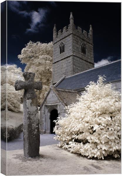 The churchyard at Lanhydrock, Cornwall, England. Canvas Print by Jim Ripley