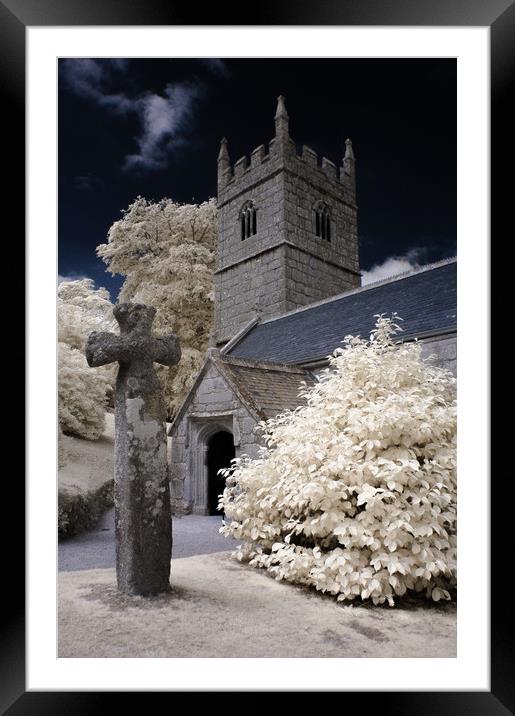 The churchyard at Lanhydrock, Cornwall, England. Framed Mounted Print by Jim Ripley