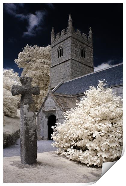 The churchyard at Lanhydrock, Cornwall, England. Print by Jim Ripley