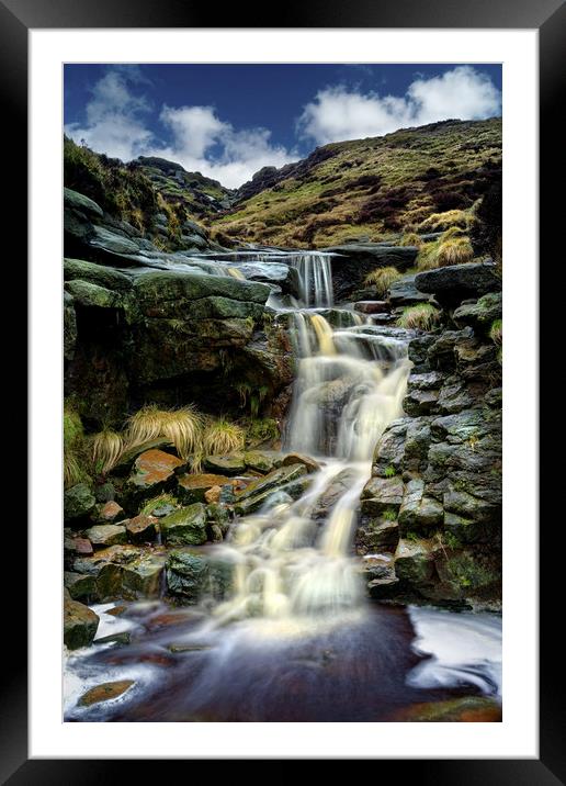  Crowden Clough Waterfalls                         Framed Mounted Print by Darren Galpin