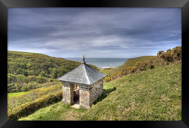 Gazebo on Hartland Framed Print by Mike Gorton