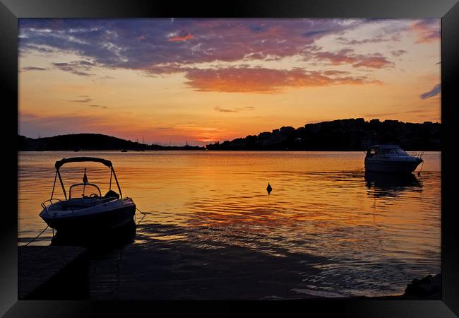 Rogoznica Croatia at sunset Framed Print by Diana Mower