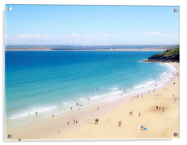 Serene Porthminster Beach in St Ives Acrylic by Beryl Curran