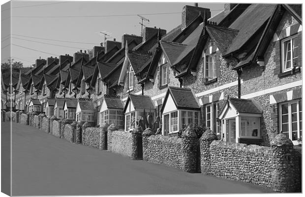 Fishermans cottages in Beer Canvas Print by mick gibbons