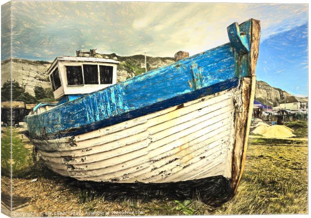 Neglected Fishing Boat Art Canvas Print by Ian Lewis
