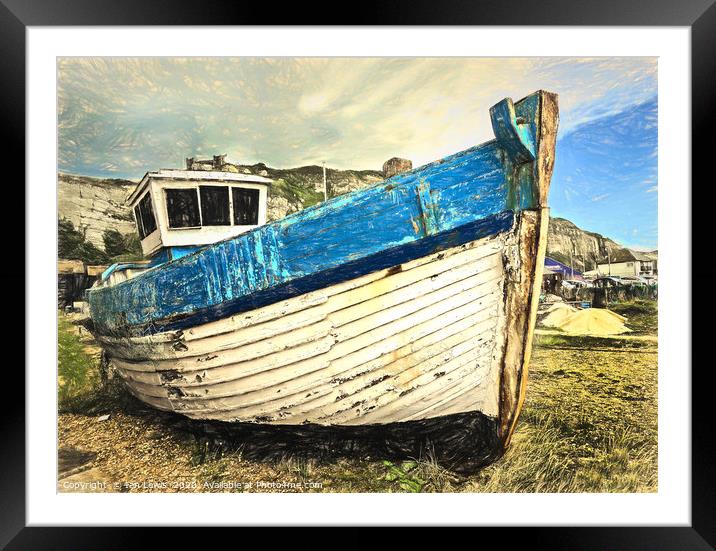 Neglected Fishing Boat Art Framed Mounted Print by Ian Lewis