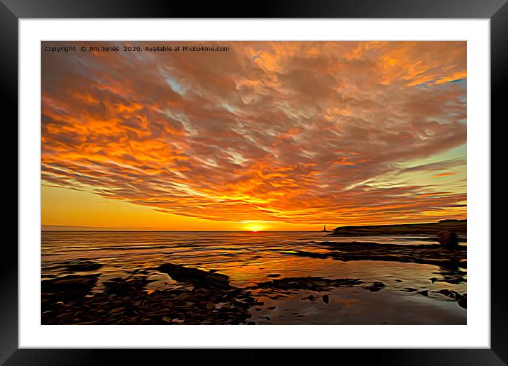 Artistic Seaton Sluice Sunrise Framed Mounted Print by Jim Jones