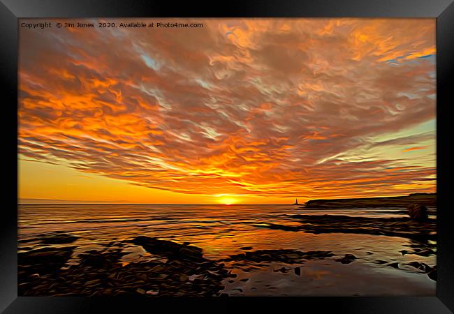 Artistic Seaton Sluice Sunrise Framed Print by Jim Jones