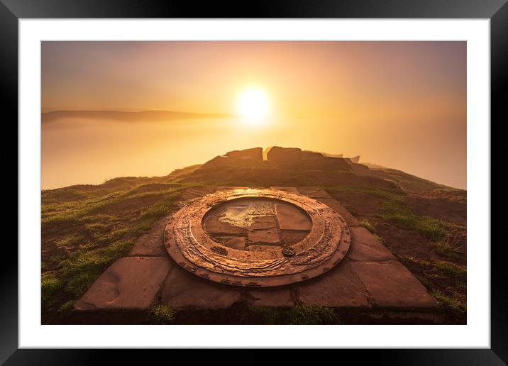 Eccles Pike Topograph sunrise, Derbyshire Framed Mounted Print by John Finney