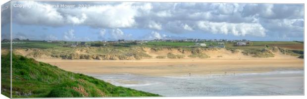 Crantock bay beach panoramic Canvas Print by Diana Mower