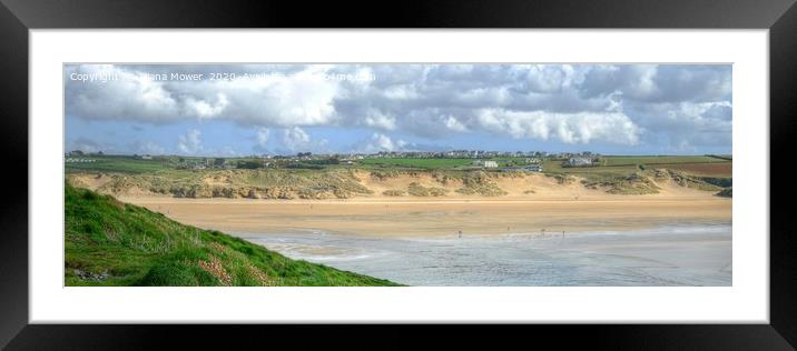 Crantock bay beach panoramic Framed Mounted Print by Diana Mower
