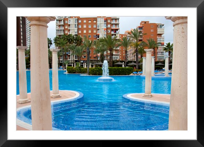 Solana Hotel Swimming Pool Benidorm Spain Framed Mounted Print by Andy Evans Photos