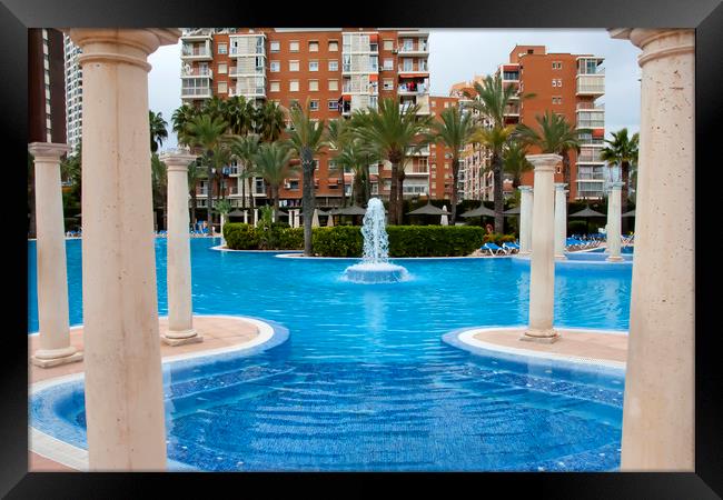 Solana Hotel Swimming Pool Benidorm Spain Framed Print by Andy Evans Photos