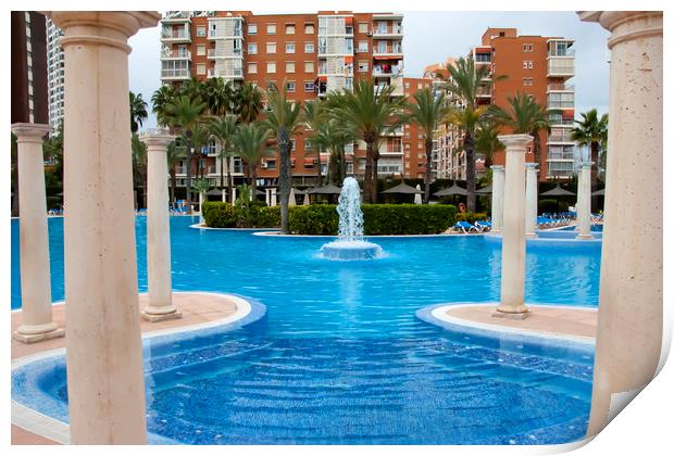 Solana Hotel Swimming Pool Benidorm Spain Print by Andy Evans Photos