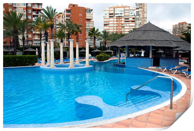 Solana Hotel Swimming Pool Benidorm Costa Blanca S Print by Andy Evans Photos