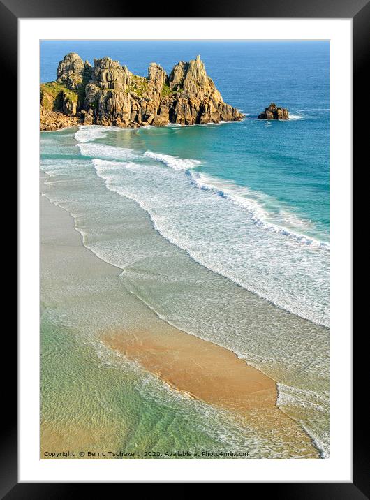 Pedn Vounder Beach, Logan Rock, Cornwall, UK Framed Mounted Print by Bernd Tschakert