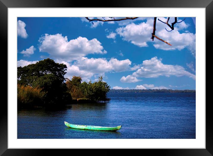 A scenic view of a boat against cloud and blue sky Framed Mounted Print by Arpan Bhatia